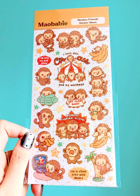 Sticker Sheet - Monkey Friends