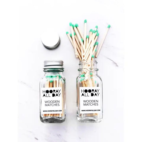 Colorful Wooden Matches in Little Glass Bottle