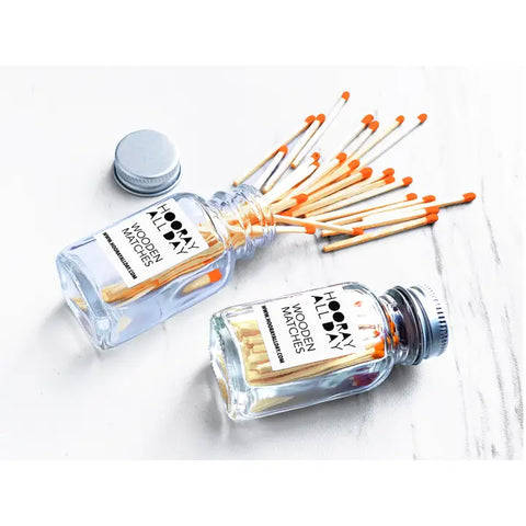 Colorful Wooden Matches in Little Glass Bottle