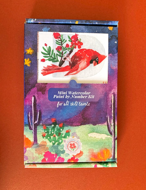 Red Cardinal Bird Floral Watercolor Paint By Number Diy Kit