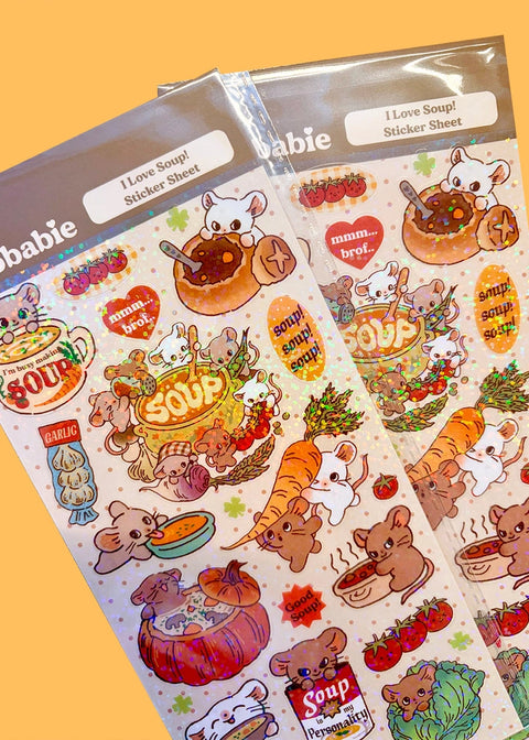 Sticker Sheet - I Love Soup!