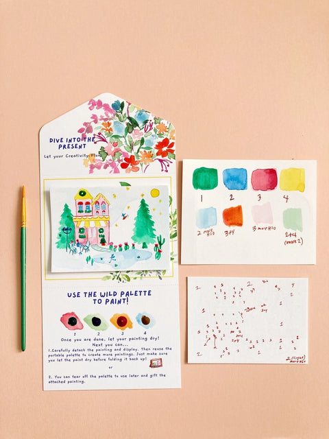 Winter Skate Cafe Paint By Number Diy Watercolor Kit