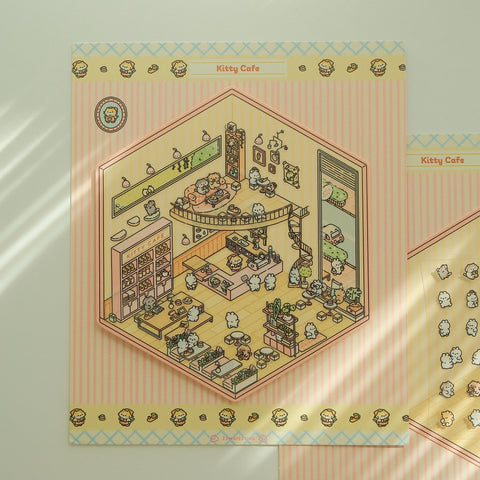 Scene Sticker Diy Kit - Kitty Cafe