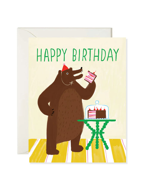 Bear Eats Cake Birthday Greeting Card