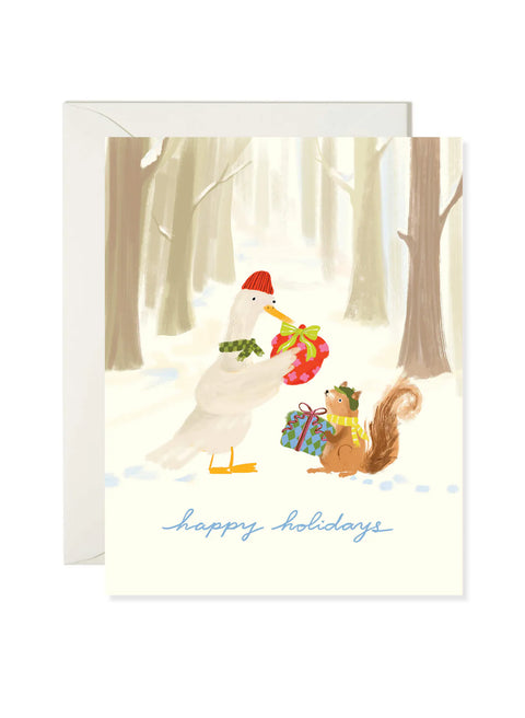 Woodland Gift Exchange Christmas Greeting Card