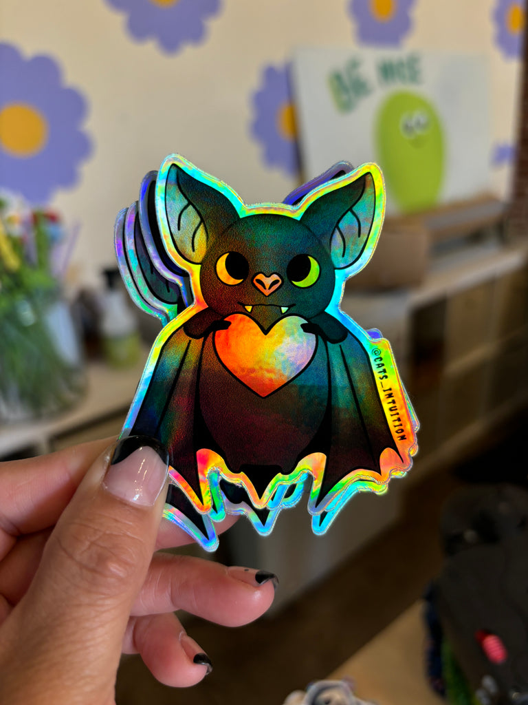 Holographic Bat Love - Sticker