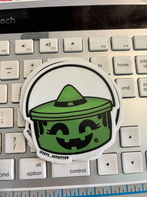 Green Witch Kiddie Meal Bucket - Sticker