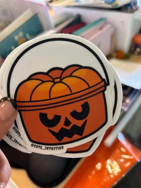 Orange Pumpkin Kiddie Meal Bucket - Sticker