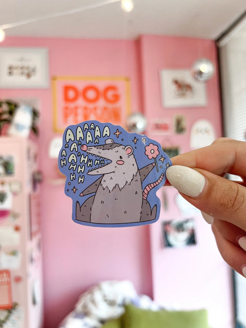 Screaming Opossum Sticker