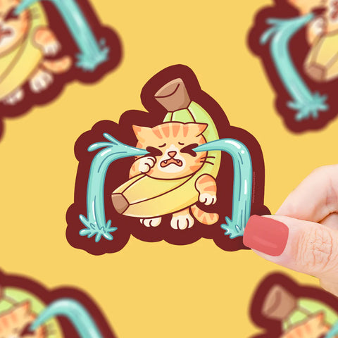 Sad Banana Cat Vinyl Sticker