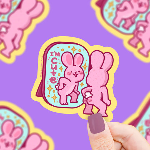 I’m Cute Bunny Mirror Vinyl Sticker