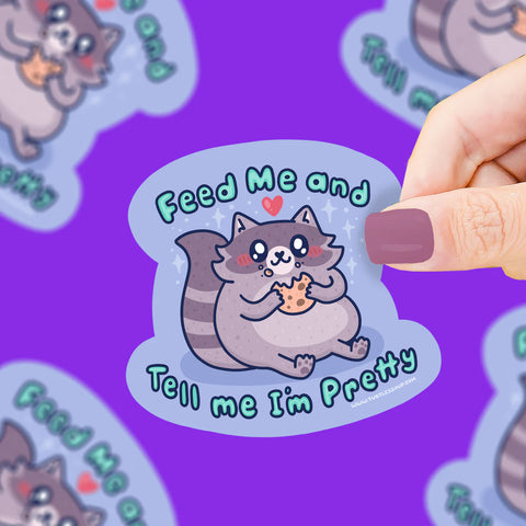 Feed Me Pretty Raccoon Vinyl Sticker