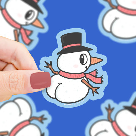 Mooning Snowman Christmas Vinyl Sticker