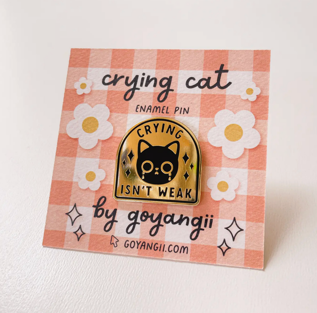 Crying Cat Enamel Pin
