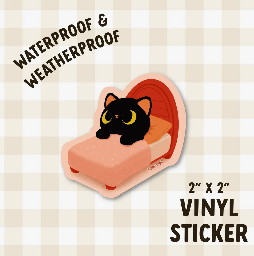 Bed Cat Waterproof Vinyl Sticker