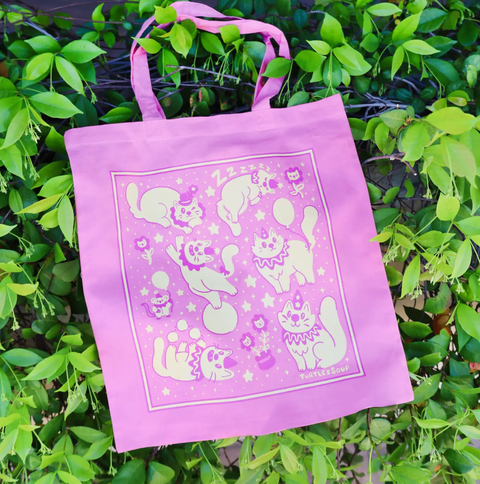 Clown Cats Reusable Canvas Tote Bag