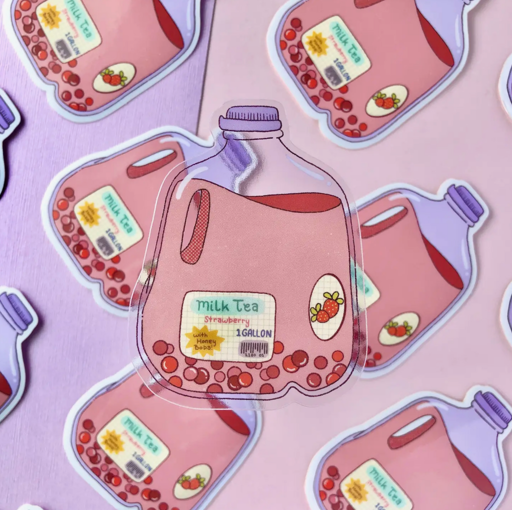 Strawberry Milk Tea Gallon Sticker