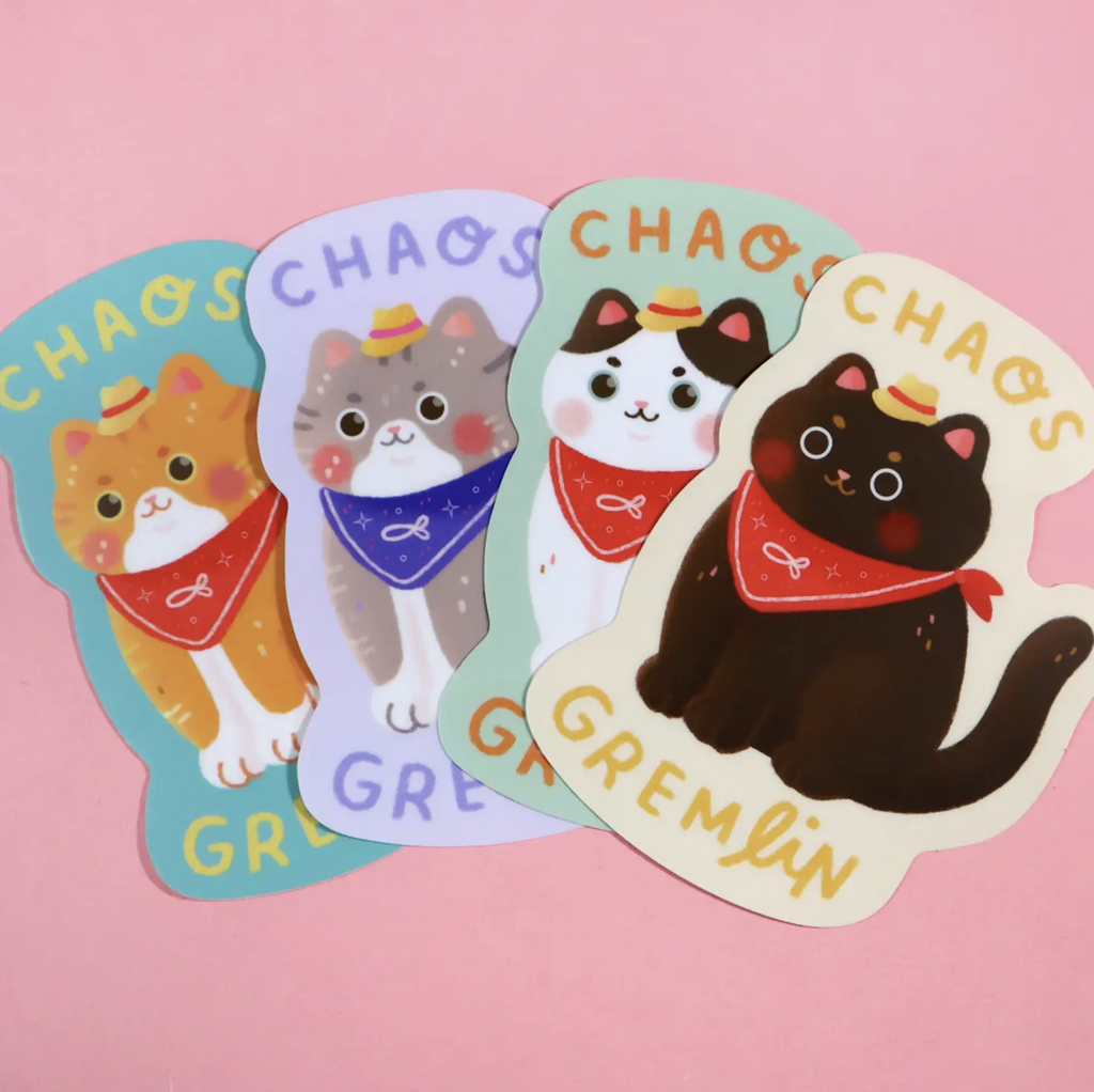Chaos Gremlin Cat Sticker - Black Cat