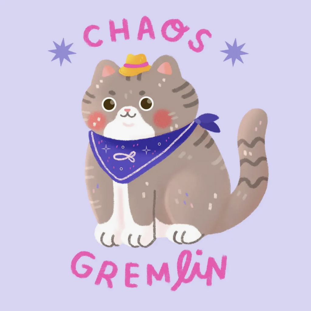 Chaos Gremlin Cat Sticker - Gray Cat