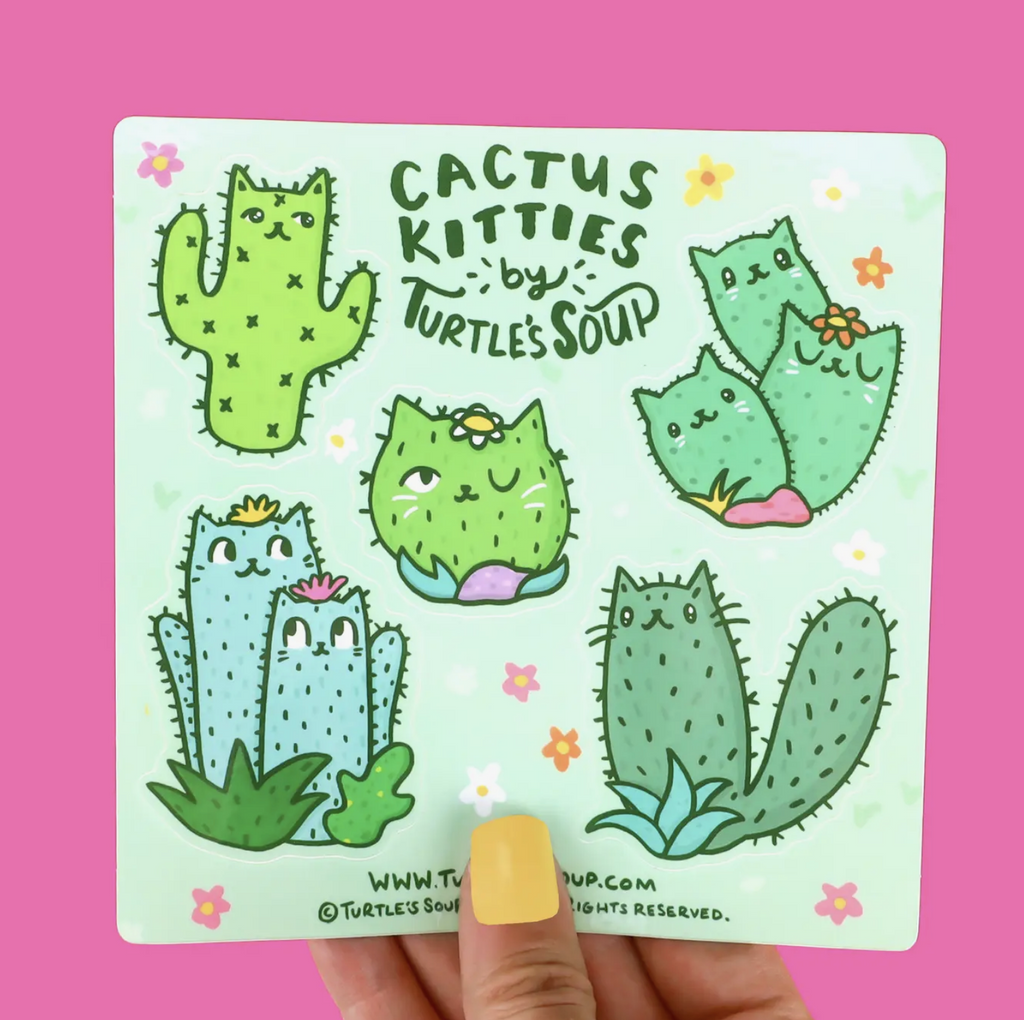 Catus Cats Cactus Desert Cacti Vinyl Sticker Sheet