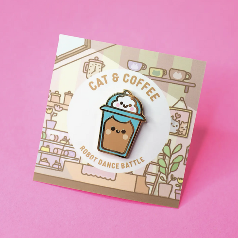 Iced Latte Coffee Cat Enamel Pin