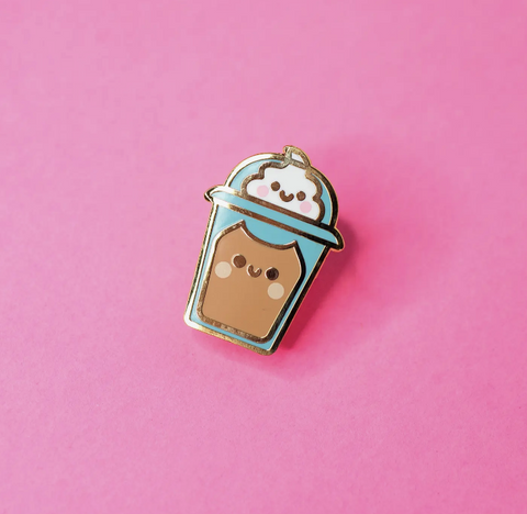 Iced Latte Coffee Cat Enamel Pin