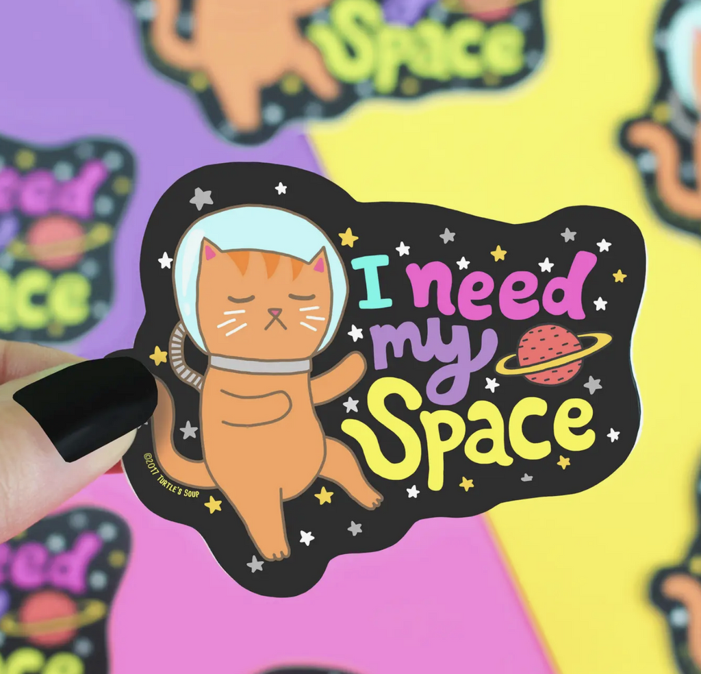 I Need My Space Galaxy Cat Holiday Gift Vinyl Sticker