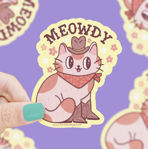 Meowdy Western Cowboy Cat Vinyl Sticker