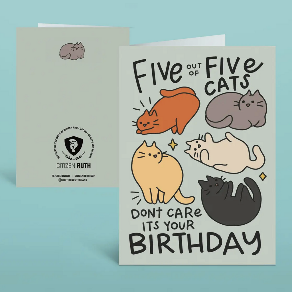 5 out of 5 Cats Birthday Card