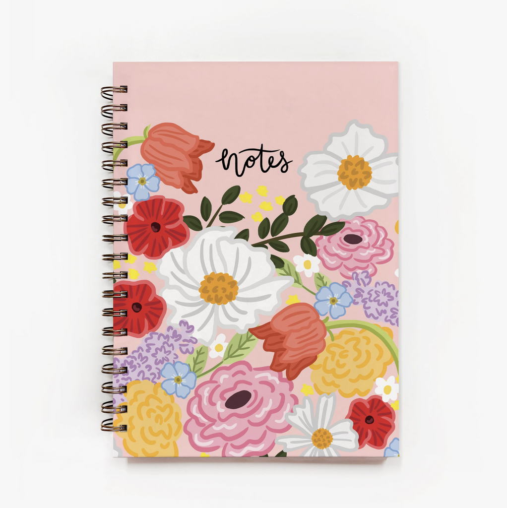 Pink Floral Spiral Notebook