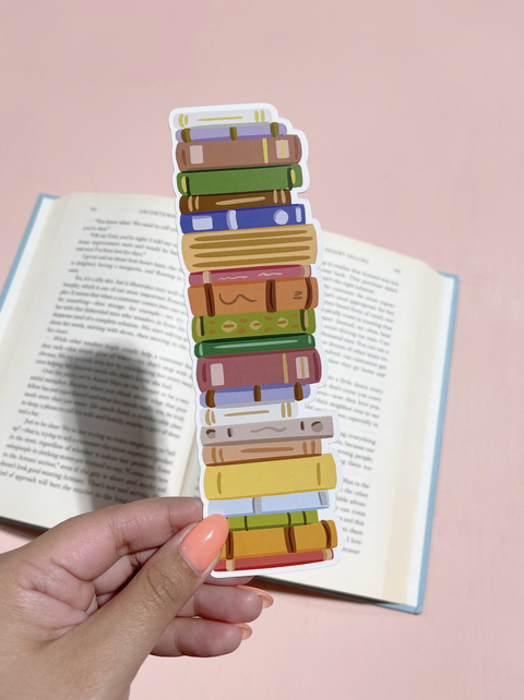 Stack of Books Die Cut Bookmark