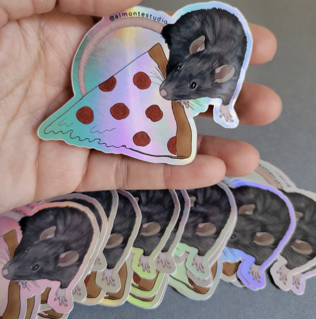 Pizza Rat Holographic Sticker