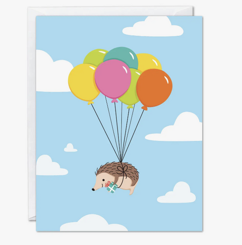 Hedgehog with Balloons Card