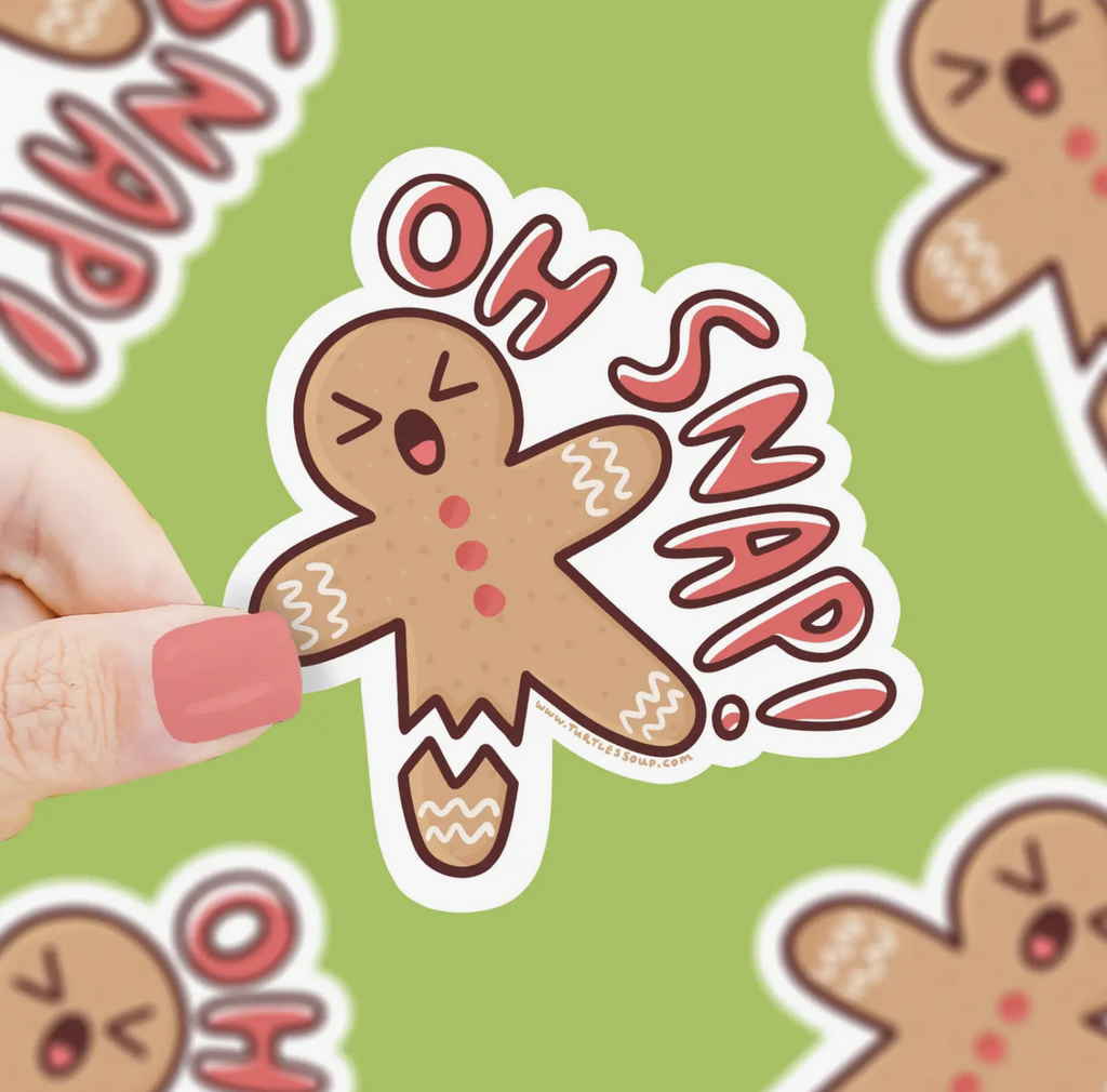 Oh Snap Gingerbread Man Holiday Gift Vinyl Sticker