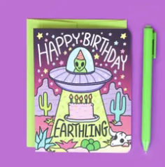 Happy Birthday Earthling Alien Birthday Card