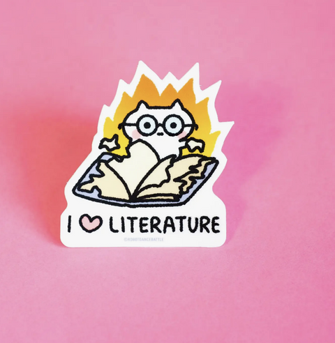 I Love Literature Cat Sticker