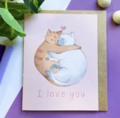 Hugging Cats I Love You Card | Anniversary Greeting Card