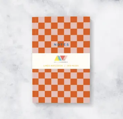 CORAL CHECKERBOARD NOTEBOOK -Lined Pages