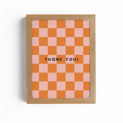 THANK YOU RETRO CHECKERBOARD CARD-BOXED SET OF 6