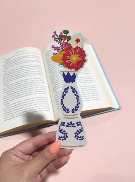 Azul Floral Die Cut Bookmark