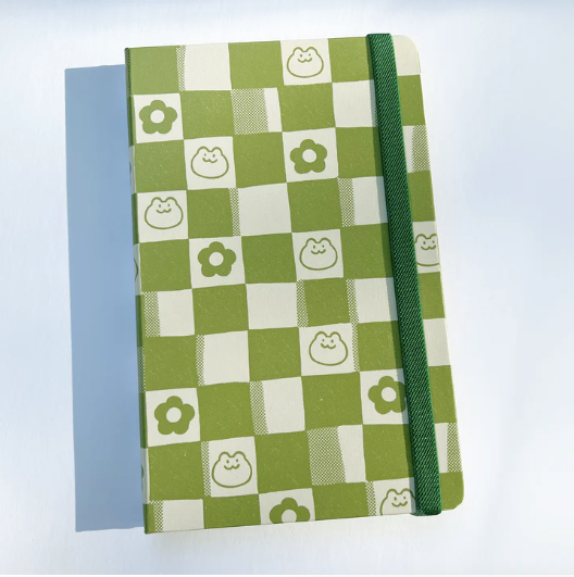 Matcha Latte Checkered Notebook - Dot Grid A5