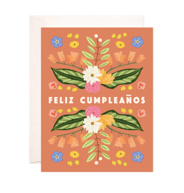 Floral Feliz Cumpleaños Card