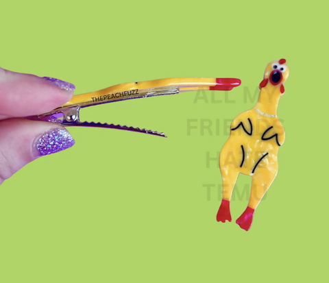 Rubber Chicken Hair Clip Set