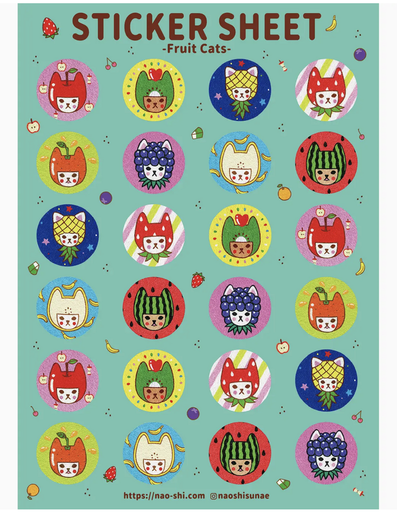 Fruit Cats- Sticker Sheet