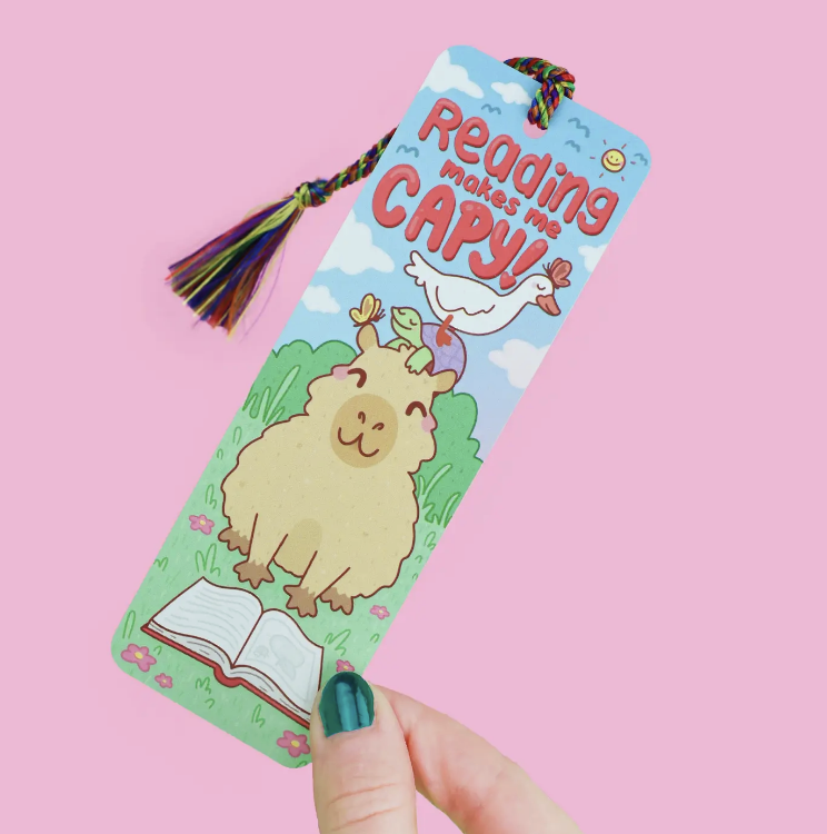 Reading Makes Me Capy Capybara Bookmark with Tassel