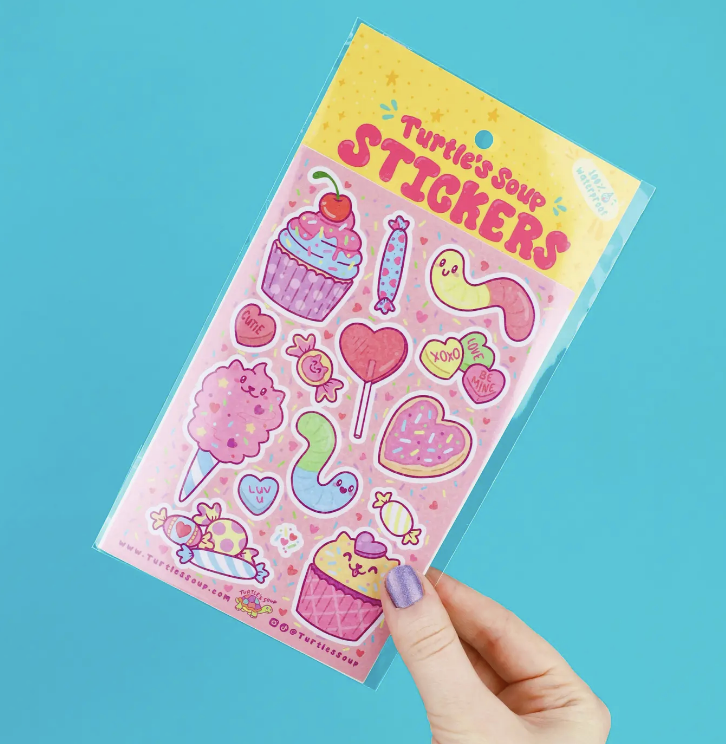 Sweet Treats Cute Candy Ice Cream Art Vinyl Sticker Sheet