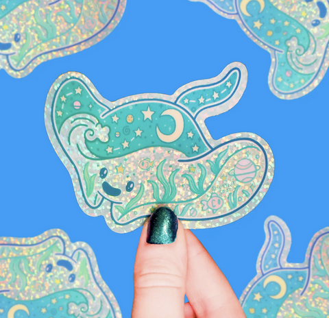 Stingray Ocean Dreamy Liquid Vinyl Sticker (Glitter)