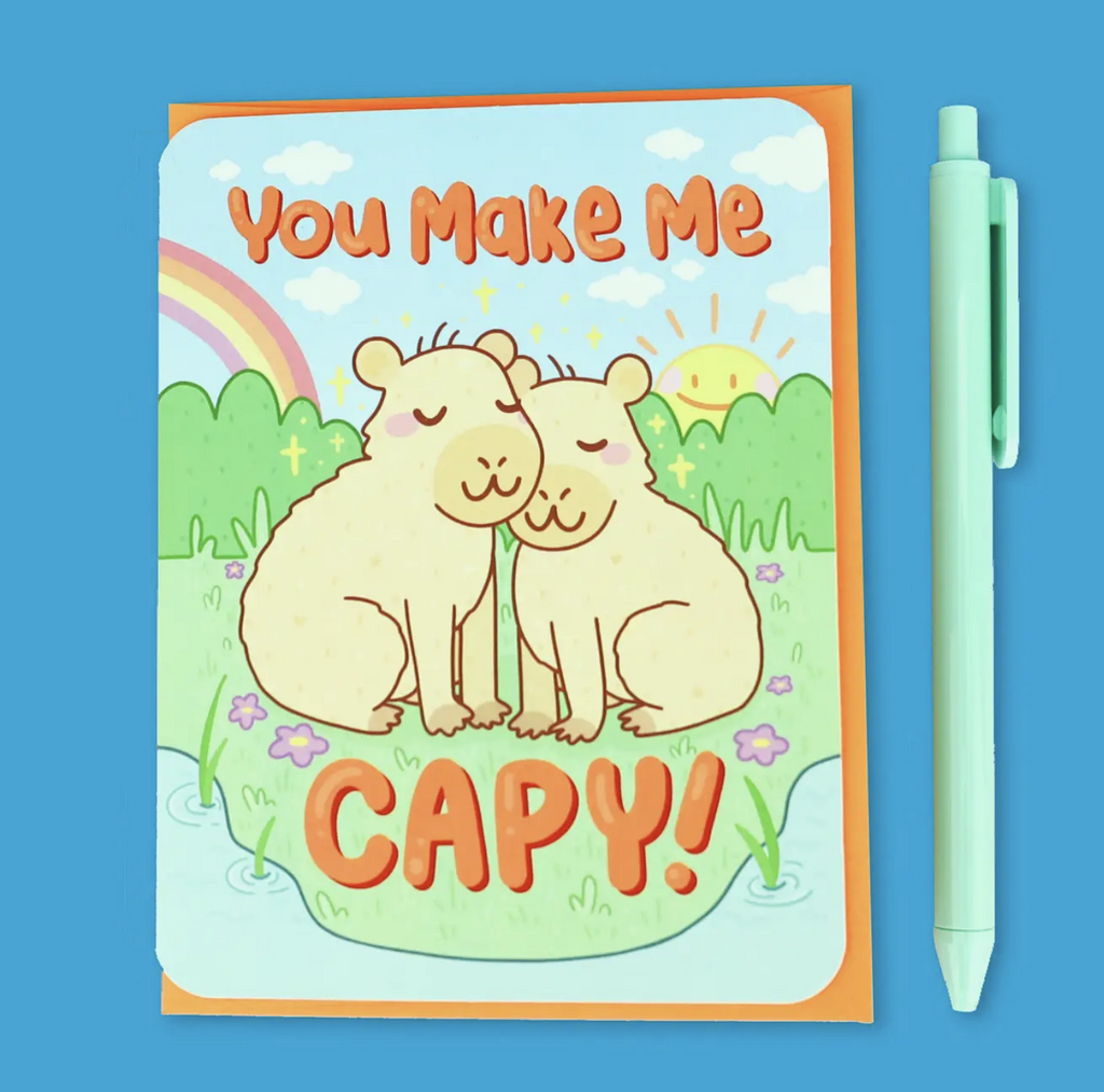 You Make Me Capy Capybara Valentine's Day Greeting Card