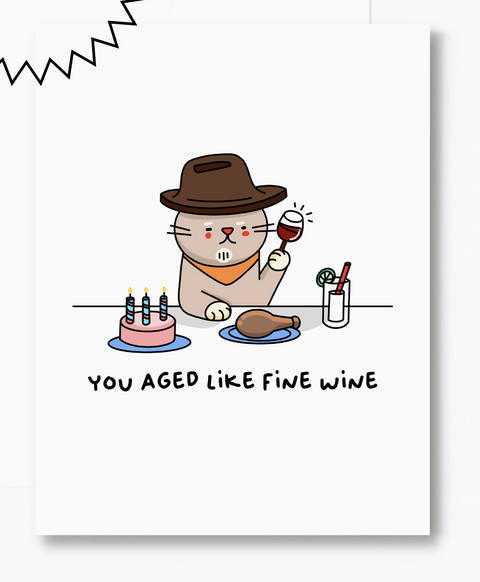 Fine Wine Cat Greeting Card