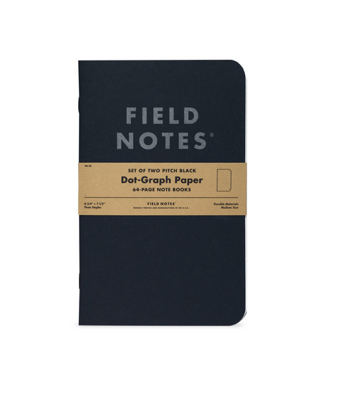 Pitch Black Memo Book - Dot-Graph Paper 3-Pack